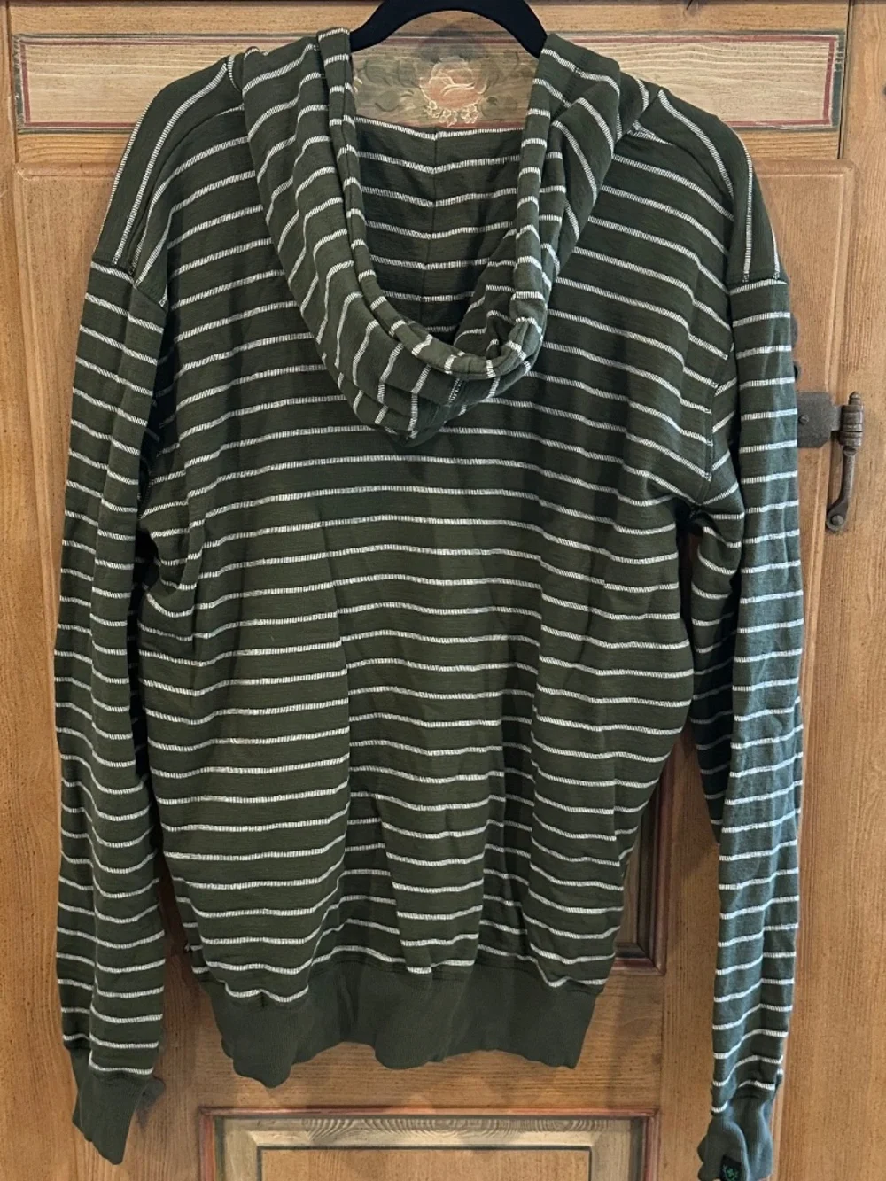 Men's ALPRAUSCH - Olive Green / White Striped Zip Hoody - Size XL - Picture 11 of 16